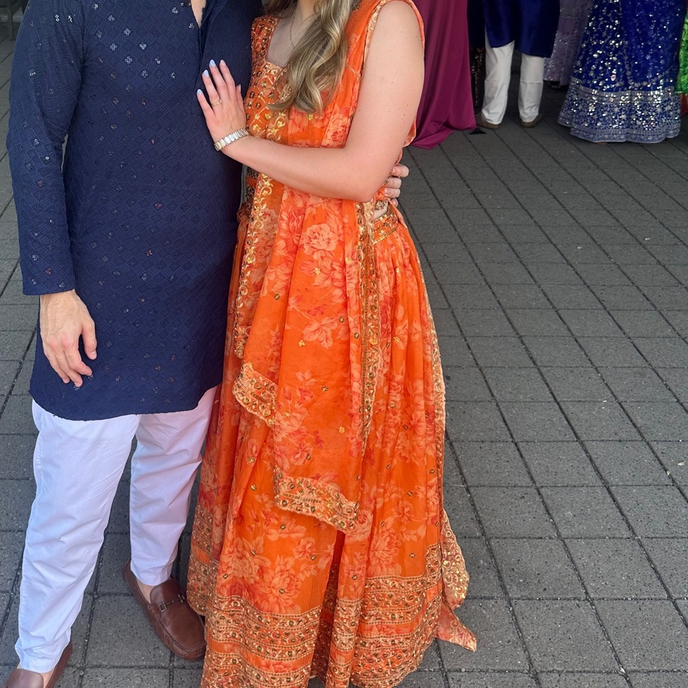 Elegant Orange Women's Traditional Dress